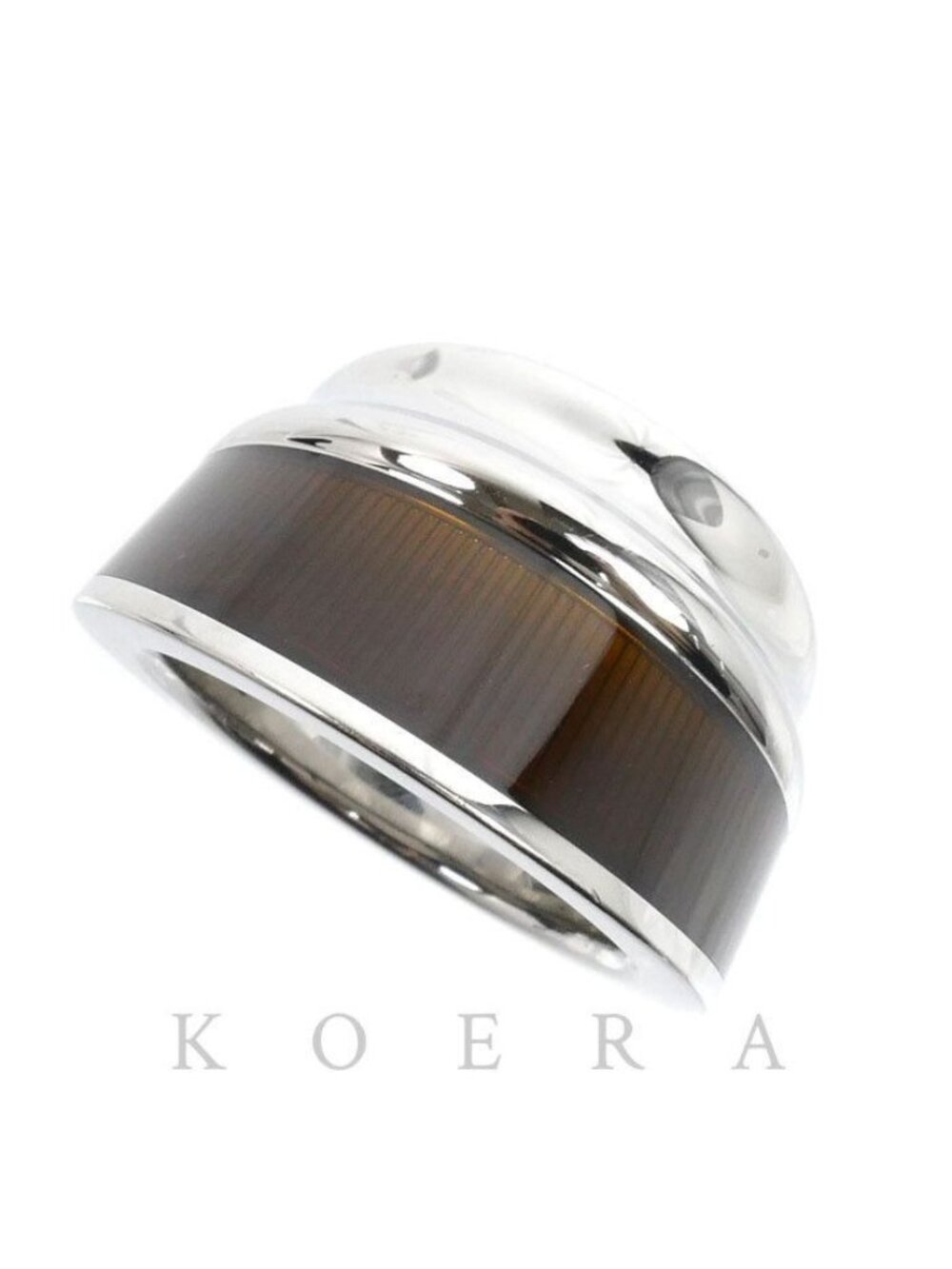 Hermes Stainless Steel Lacquer Equus Ring 60 Horseshoe